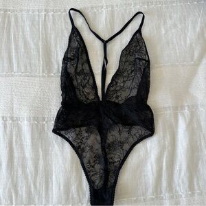 Victoria’s Secret black lace one piece bodysuit xs